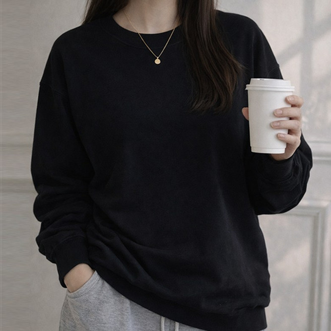 VERIT 크루넥 맨투맨 사계절 오버핏 커버업 긴팔 티셔츠 VT908