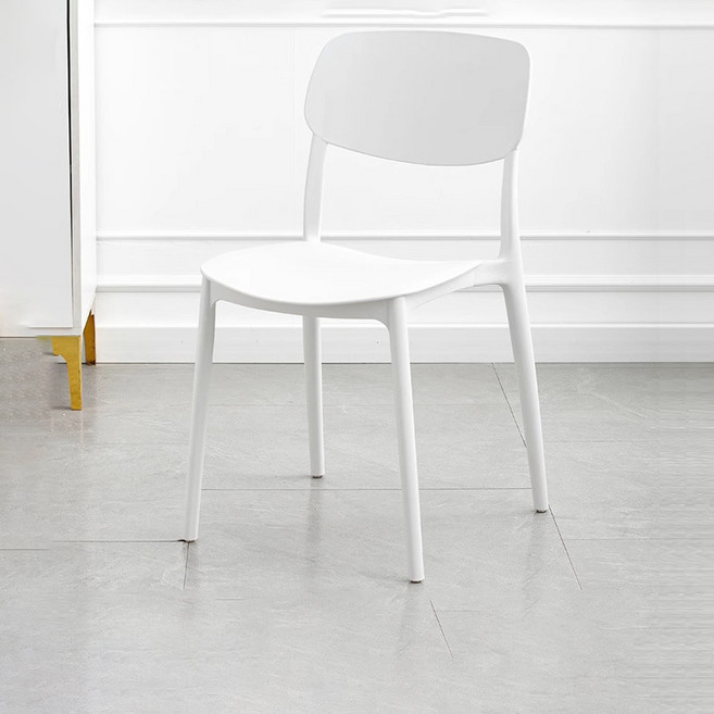 Tixpra 모던한 디자인의 흰색 플라스틱 의자 실내 인테리어에 완벽한 가볍고 내구성 좋은 다용도 의자, 1개