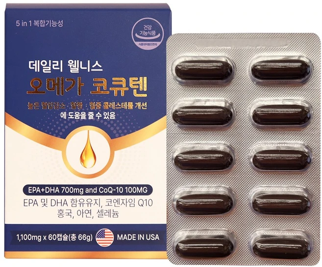미국 데일리 웰니스 오메가 코큐텐, 60정, 2개 - 쿠팡