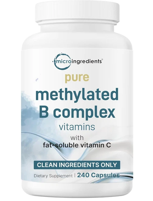 Micro Ingredients 메틸화 비타민 B 컴플렉스 240 캡슐 11in1 포뮬러 메틸폴레이트 비타민B12 이노시톨 콜린 비타민C Non-GMO, 1개, 240정 - 쿠팡