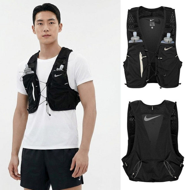 나이키 런닝 베스트 5L 조끼 5리터 트레일 물통2개세트 러닝 등산 달리기 트레일 마라톤 러닝조끼 러닝백 초경량, 1개, 블랙