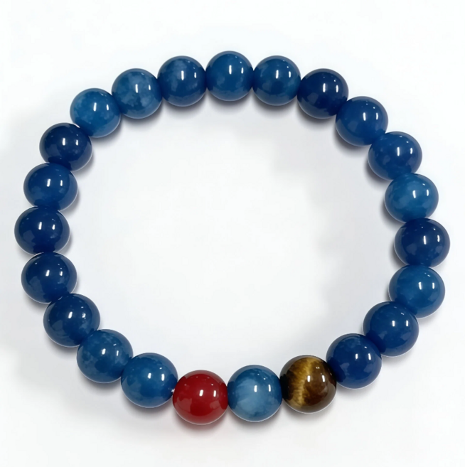 파란색 천연석 장수 건강 행운 팔찌
