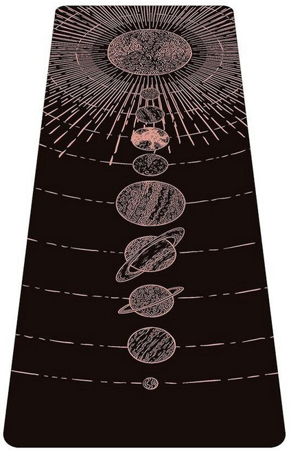 Nuveti 인쇄된 여행용 요가 매트-0.6cm(1/16인치) 두께의 미끄럼 방지 피트니스 운동 매트 휴대용 가방 포함 접이식 경량 스웨이드 및 천연 고무 필라테스 피트니스, TaiYangXiXingXing, 1개