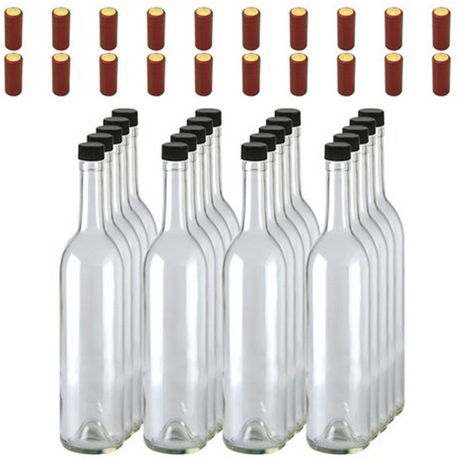 행복한농부 와인 공병 투명 750ml + 스크류 마개 + 열수축필름, 20세트