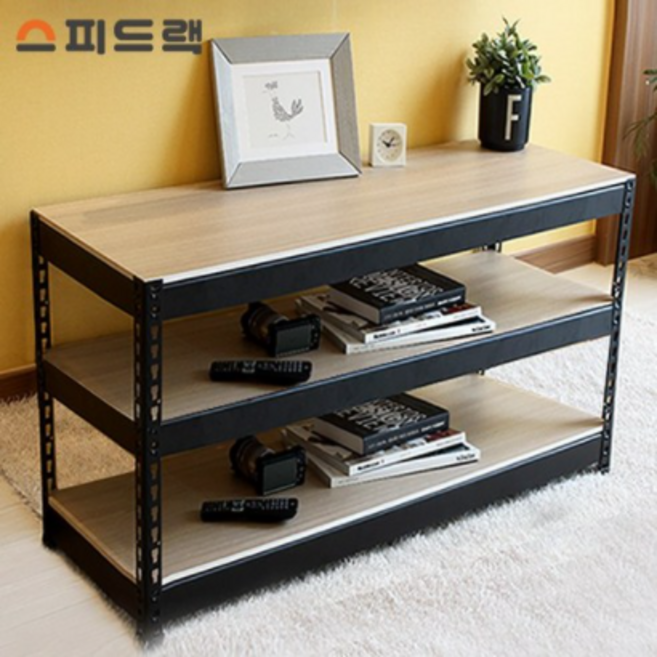 [디디지메이트]스피드랙 티비선반 거실장 티비다이 800TV선반 진열장, 블랙(가로800x깊이400x높이600/3단)