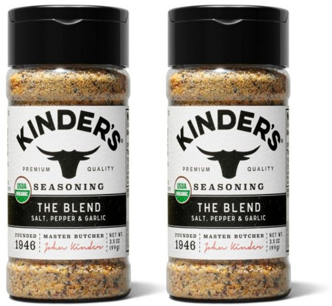 Kinder's 블렌드 시즈닝(소금 후추 마늘) 프리미엄 시즈닝 MSG 프리 USDA 인증 3.5oz 2팩, 2개, 99g