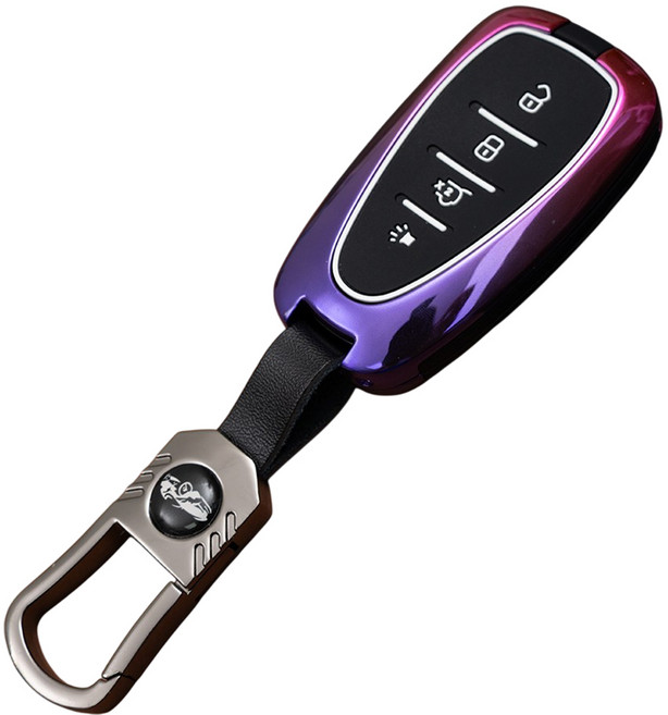 쉐보레 호환 차 케이스 자동차 스마트키 커버 메탈 리모컨 키홀더 차량용품, 4버튼_MG05, 퍼플