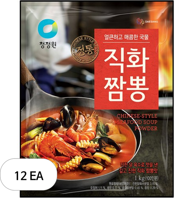 청정원 정통 직화짬뽕 분말, 1kg, 12개