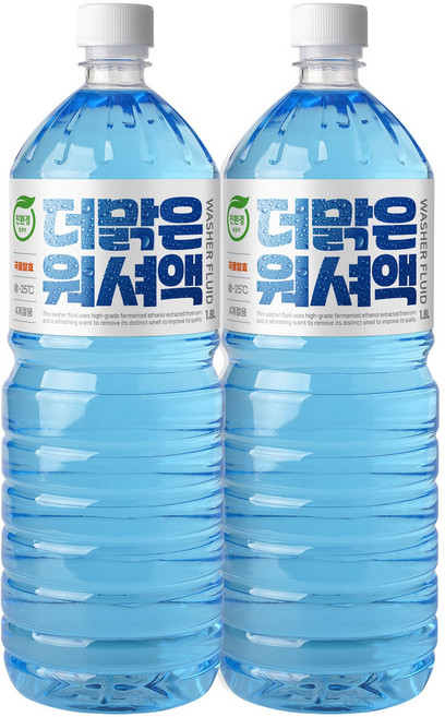 프리미엄 더맑은 에탄올 워셔액 친환경 식물성 사계절, 1.8L, 2개