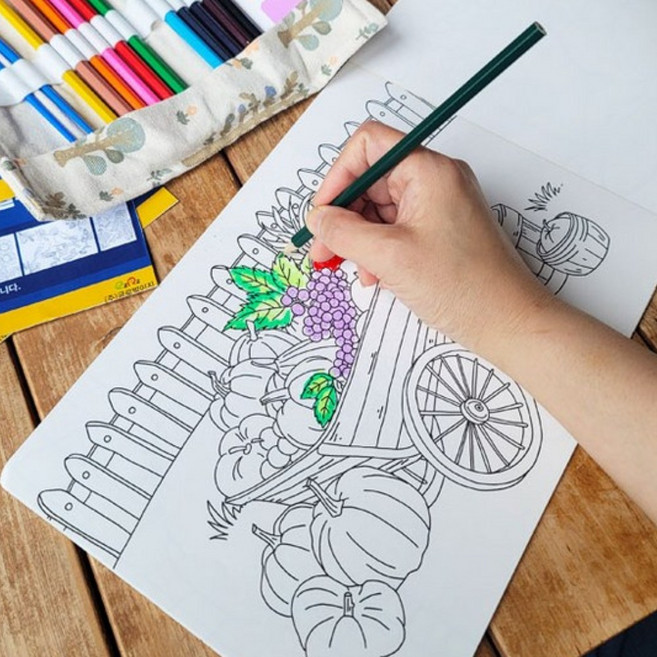 색칠북 어르신 치매예방 집중력 인지력 향상 노인 그림 취미 공예, 상세페이지 참조, 상세페이지 참조