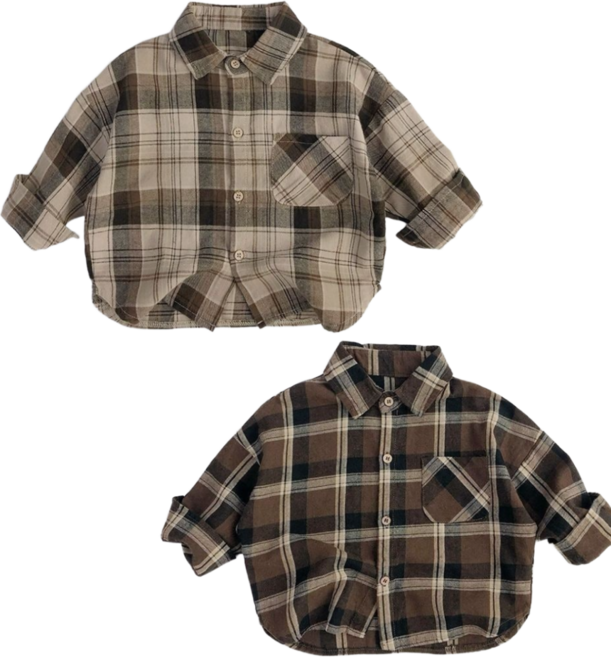 유 아동 봄가을 간절기 댄디한 체크 남방