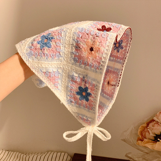 IF YOU 로맨틱 플라워 니트 레이스 두건