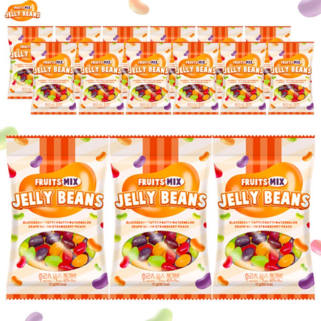 예이니식품 후르츠 믹스 젤리빈 한정행사 15개(70gx15개) 위니비니사탕캔디, 70g, 15개