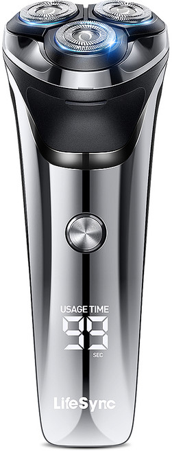 LifeSync FK373 남자 전기면도기 3헤드 생활방수 건식 습식 면도 트리머 포함 남성 선물 추천, 실버