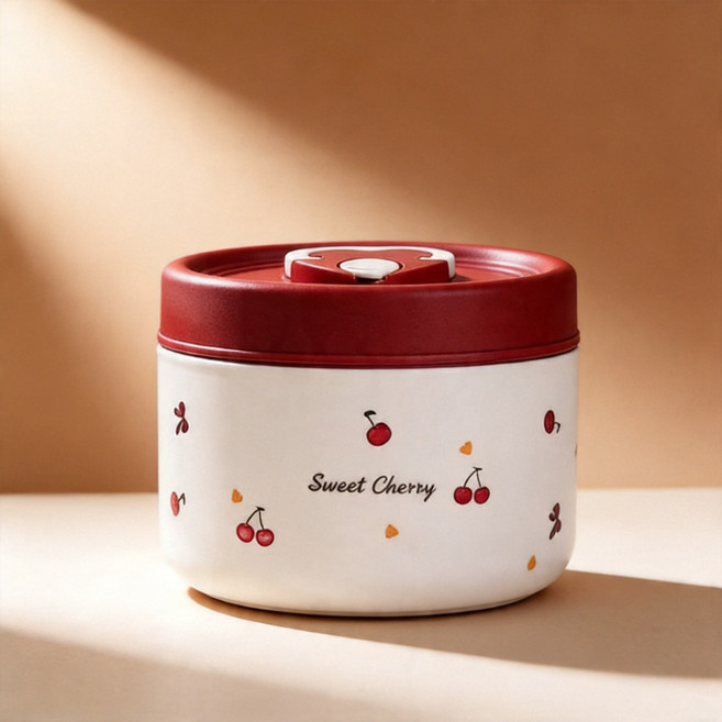 新款學生便當盒，上班族餐盒, 1個, 櫻桃:大號