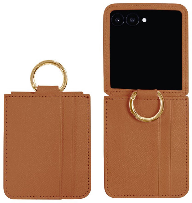 리네시 갤럭시 호환 Z플립7 지플립7 힌지보호 카드수납 핸드폰 가죽 지갑 케이스