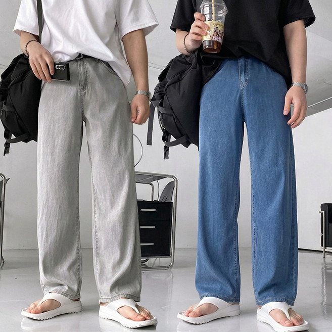 숏/기본/롱 쿨 맥스 아이스원단 빅사이즈 청 데님 바지 와이드 청바지