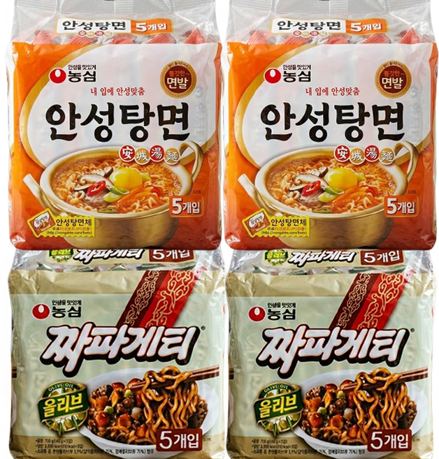 농심 짜파게티 10개 +안성탕면 10개 (총 20봉), 20개