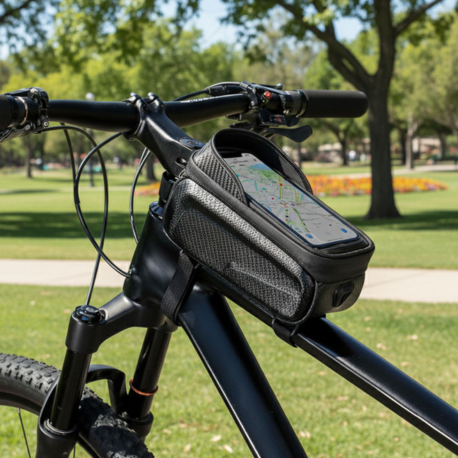 치즈뮤 자전거 탑튜브 방수 가방, 1개, 블랙