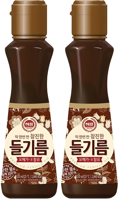 해표 참진한 들기름, 320ml, 2개