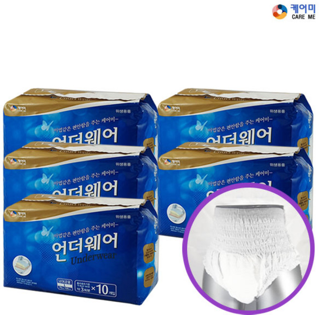 케어미 언더웨어(입는 기저귀) 남여공용 대형 성인용 기저귀, 10개입, 5개