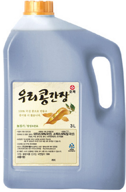 오복식품 우리콩 간장, 3L, 1개