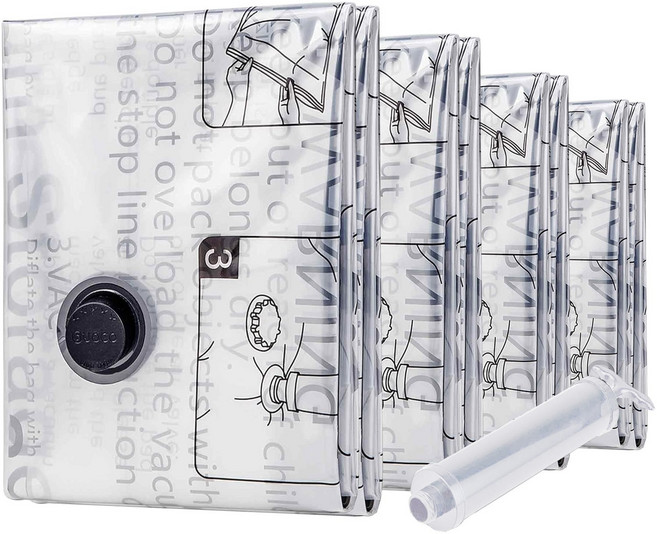 초대용량 진공 이불 압축팩 + 전용펌프 세트, 1개, 8개입