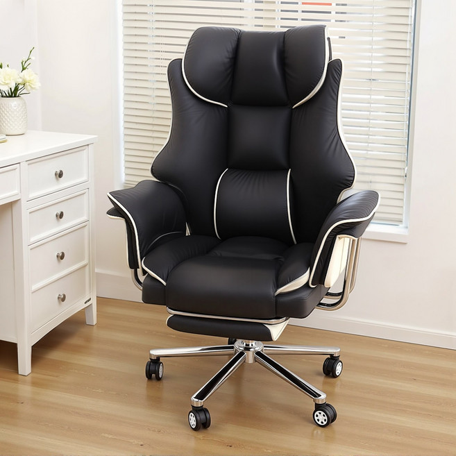 레퓰리 침대형 리클라이너 중역의자 대형의자 사무용 발받침대 게이밍의자, 블랙