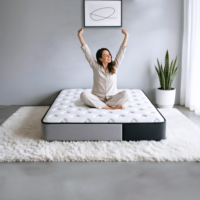 TEYYON 독립 포켓 스프링 침대 바닥 매트리스 슈퍼싱글 30cm 그레이, 중간