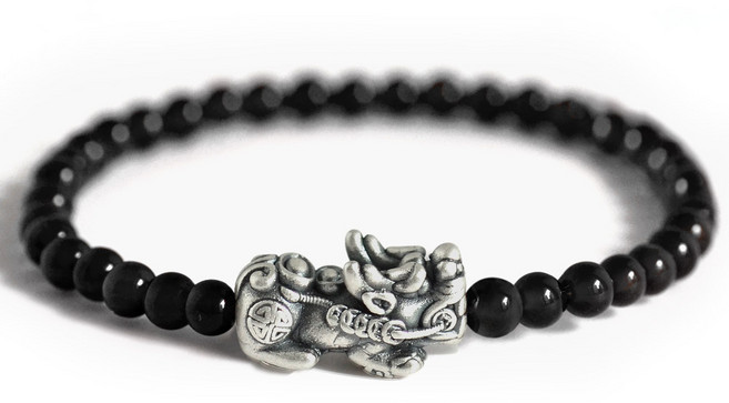 반지소 도담 실버99.9 비휴 용귀 오닉스 천연석 행운 팔찌