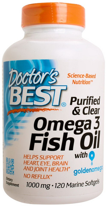 Doctor's Best Purified & Clear Omega3 魚油膠囊 1000mg, 120顆, 1罐