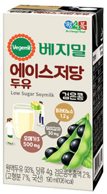 베지밀 에이스 저당 두유 190ml x 16팩, 16개