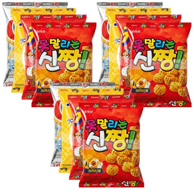 크라운 크크스낵 4번들 (신짱+카땅+죠리퐁+콘칲), 3개, 213g