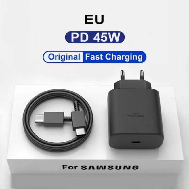 삼성 갤럭시 S22 S23 S21 S20 울트라 S10 노트 10 + 5G 플러스 A53 USB C타입 초고속 충전 케이블 정품 PD 45W 충전기, 1개