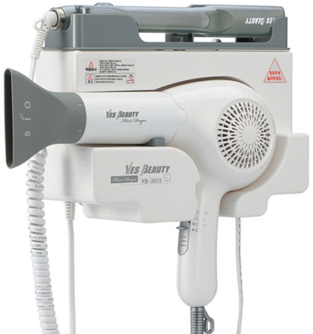 예스뷰티 2in1 벽걸이 드라이기 + 고데기 세트 YB-2012 1200W, 화이트