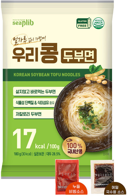 우리콩 두부로만 만든 두부면 국내산 대두 소스증정 건강한 한끼, 6개, 180g