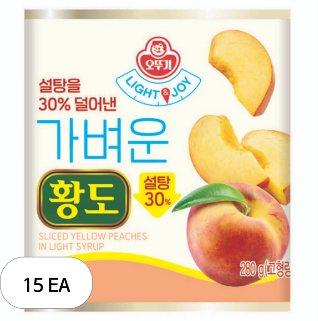 오뚜기 LIGHT 앤 JOY 가벼운 황도, 280g, 15개