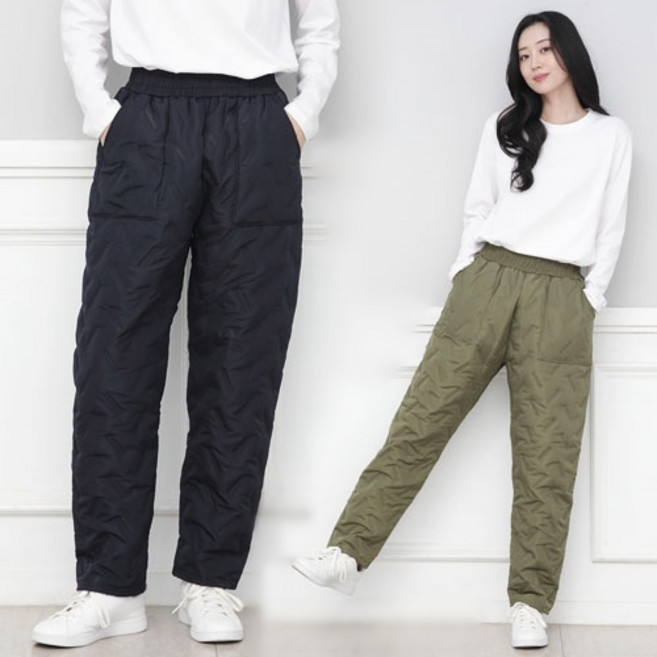 [오지다] 남녀공용 누빔 솜 일자 패딩바지 빅사이즈 4컬러
