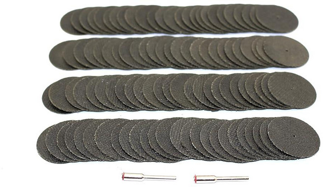 TEMO 3.8cm(1-1/2인치) 강화 유리 섬유 컷오프 휠 디스크 100개 0.3cm(1/8인치) 맨드릴 2개 Dremel 회전 공구용, TEMO 3.8cm(1-1/2인치) 강화 유리 섬유 컷