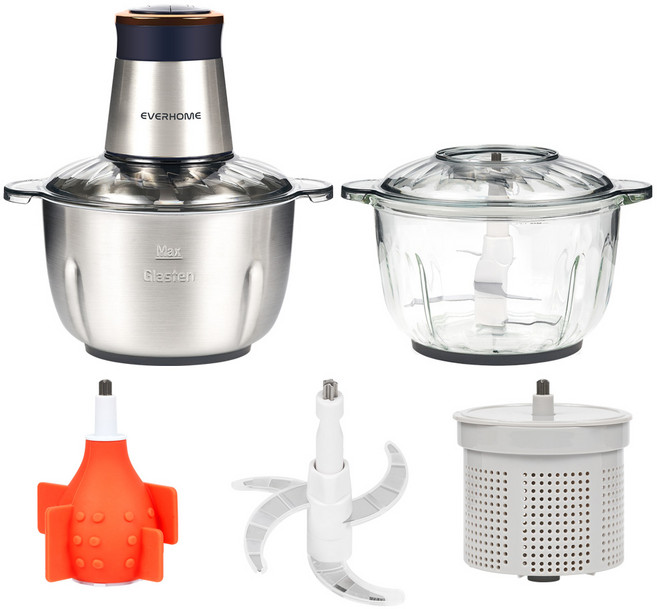 에버홈 글라스텐 만능 다지기 짤스윙 EV-MC9000-2 마늘박피기 구성 홈쇼핑 마늘다지기 야채 고기 만능 멀티 탈수기 분쇄기(얼믐칼날X 박피기구성임), 짤스윙 마늘박피기 구성 EV-MC9000-2, 1개