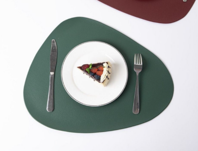 가온루트 양면 2p 세트 북유럽 가죽 방수 식탁 테이블 매트, 2개, 35cm*45cm, (그린+그레이)양면