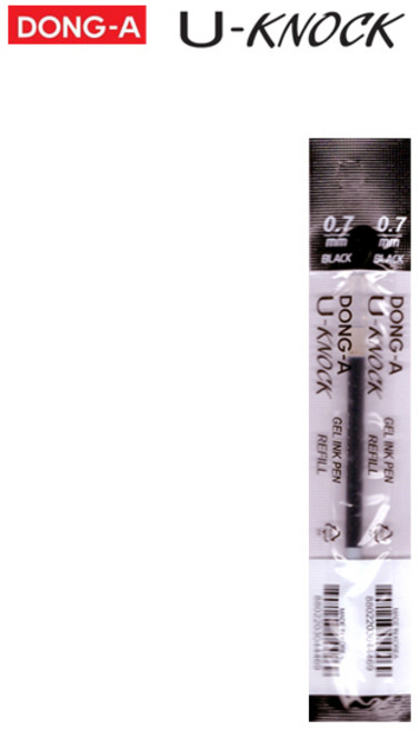 동아 U-KNOCK 유노크 중성펜 리필심, 1개, 0.7mm-블랙