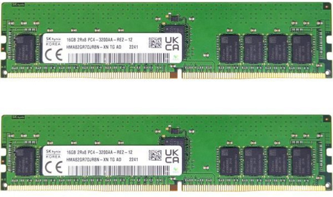타임텍 하이닉스 오리지널 32GB KIT(2x16GB) DDR4 3200MHz PC4-25600 등록 ECC 1.2V CL22 288 핀 RDIMM 서버 메모리 램 모듈 업그레