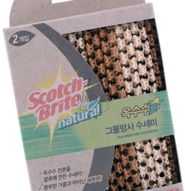 3M 내츄럴 옥수수 그물망사 수세미 2개 설거지수세미 욕실청소