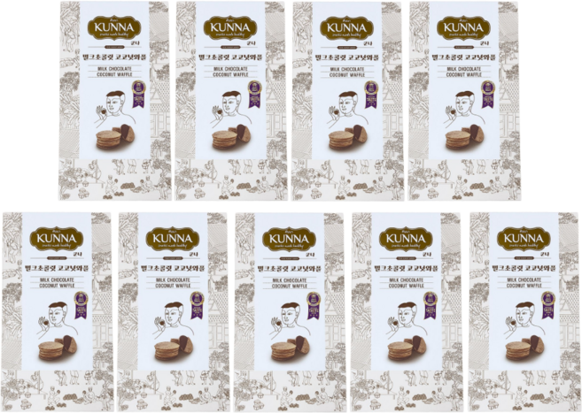쿤나 코코넛 밀크 초콜릿 와플, 9개, 90g