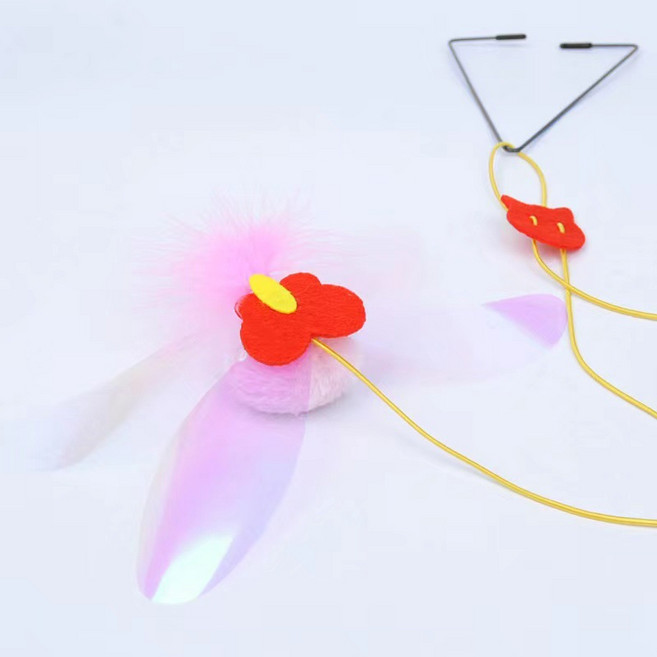 아이구감사합니다 카샤카샤 붕붕 나비 문고리형 낚시대 고양이장난감, 1개, 핑크