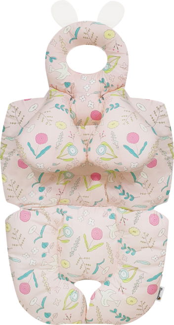 보니숑 짱구베개 + 목베개 일체형 사계절 유모차라이너, 아로니아핑크, 1개