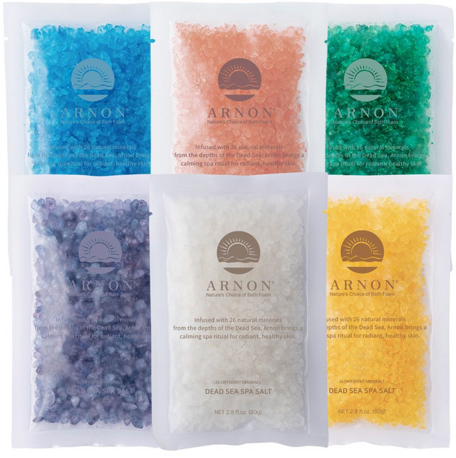 아르논 사해소금 입욕제 6종 세트 블러썸 포함 [내추럴+라벤더+레몬+포레스트+오션+블러썸], 6개, 80g