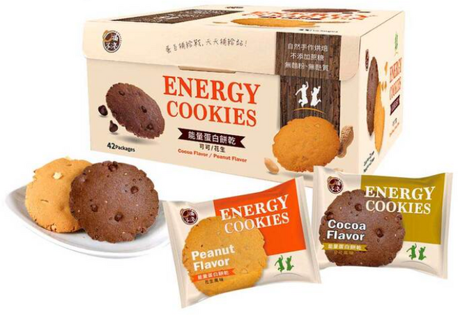 口福不淺能量蛋白餅乾, 1箱, 1箱42片綜合(花生21/可可21)