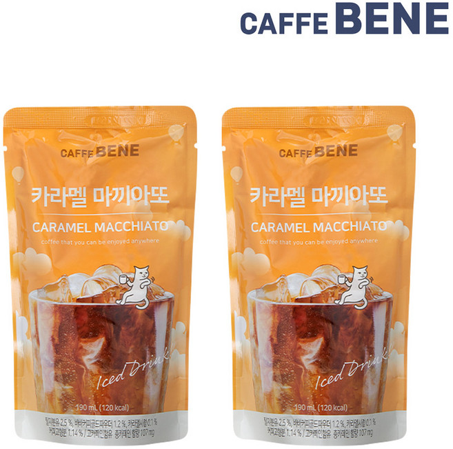 카페베네 커피파우치 카라멜마끼아또, 190ml, 20개
